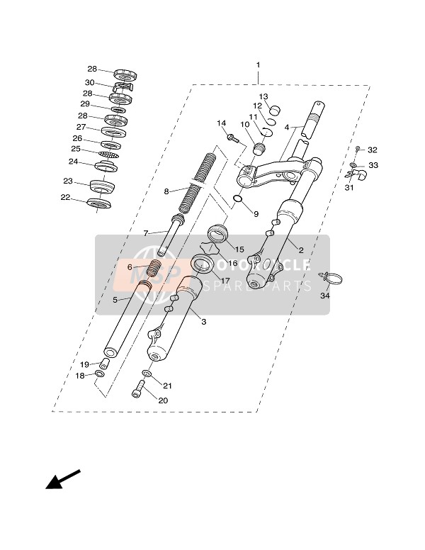 Yamaha XQ125 MAXSTER 2002 Tenedor frontal para un 2002 Yamaha XQ125 MAXSTER